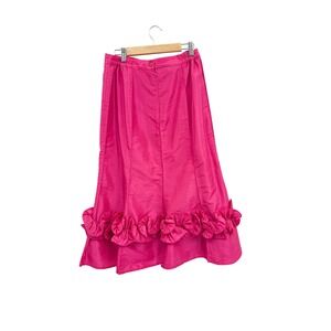 Ashro Skirt Women Sz 8 Pink Ruffle Hem Maxi Taffeta Shimmer Formal Evening Wear